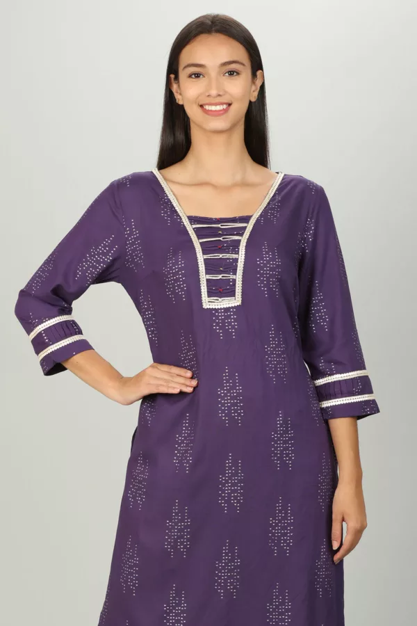 Purple Embelished Female Kurti