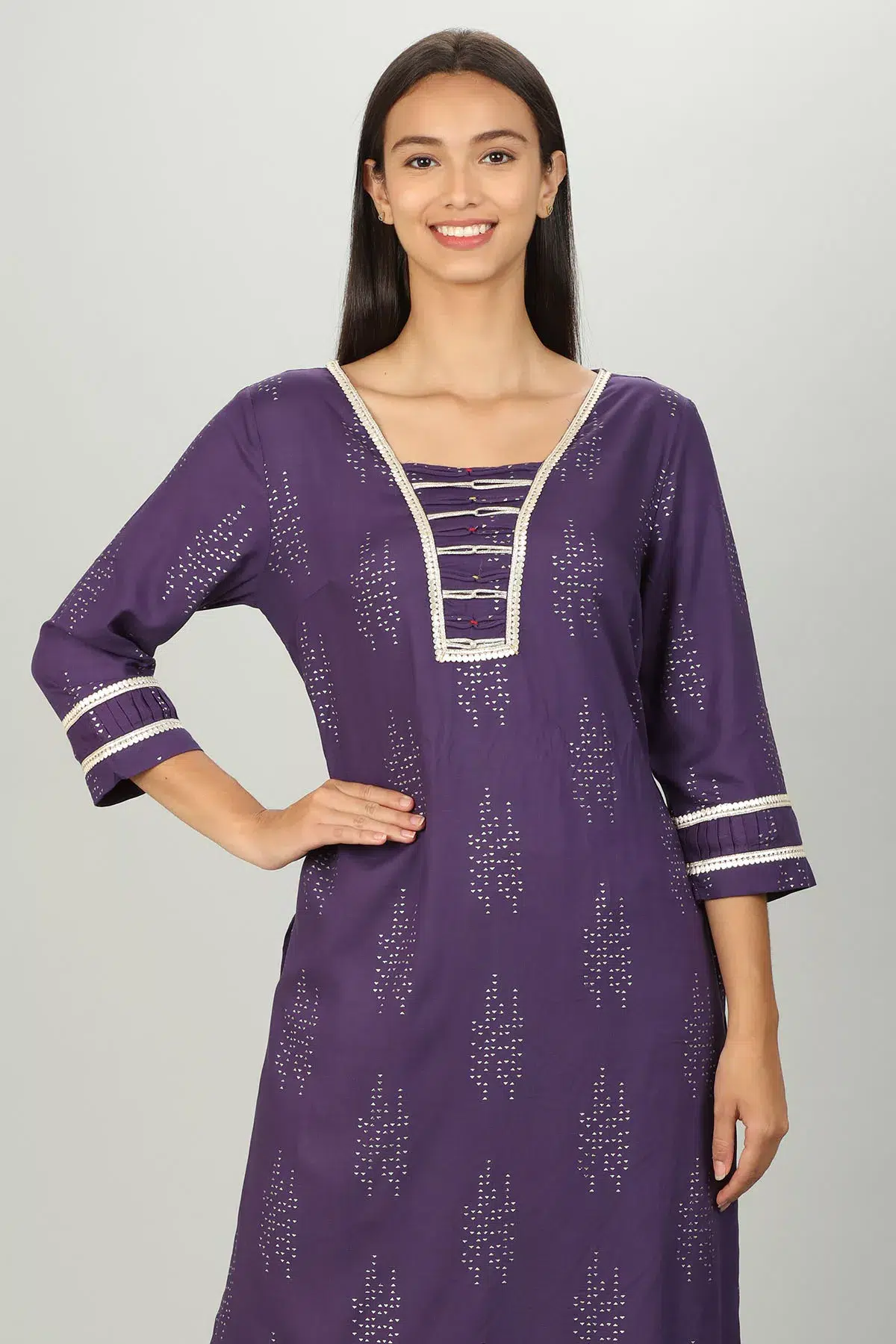Purple Embelished Female Kurti