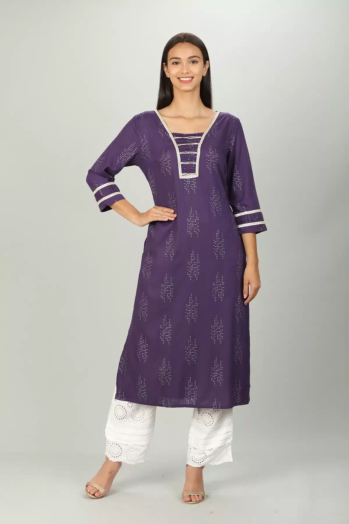 Purple Embelished Female Kurti