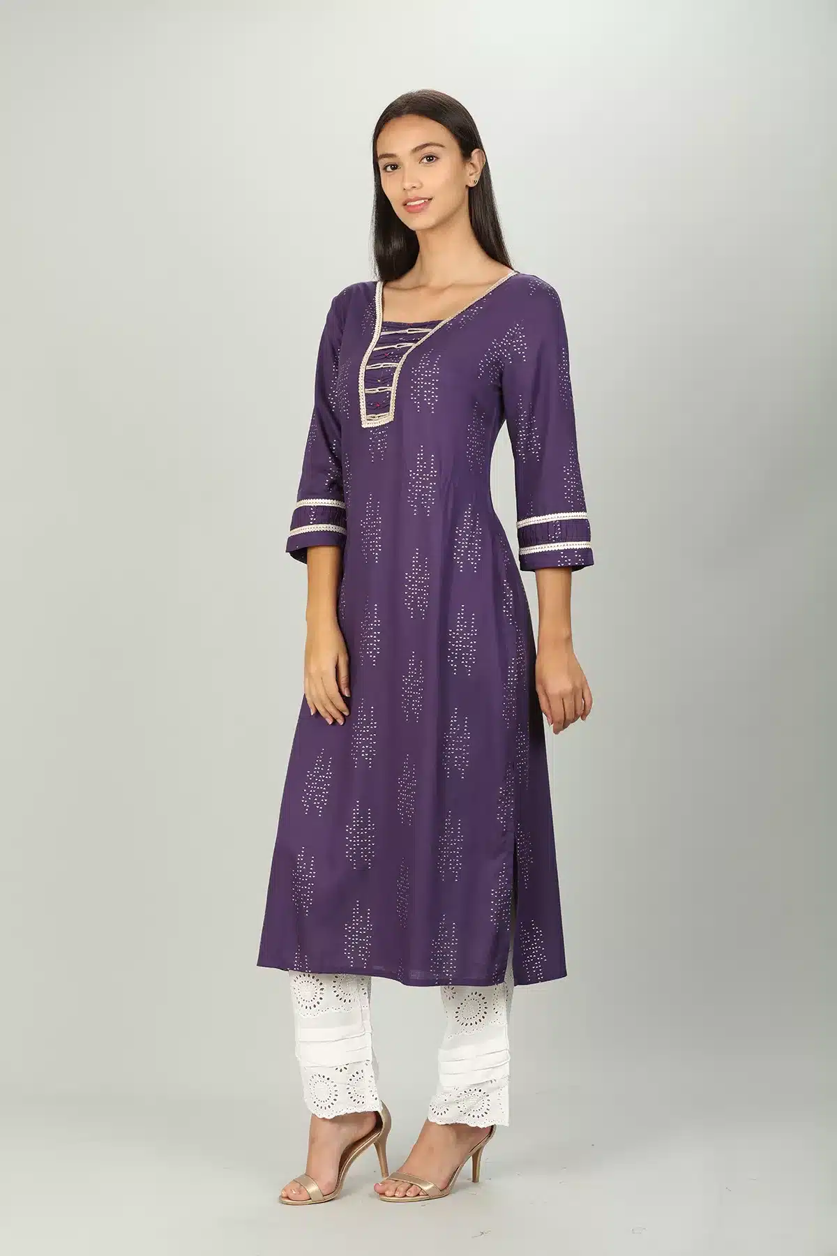 Purple Embelished Female Kurti