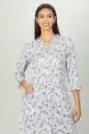 Light Grey Botanical Printed Women Kurti Long