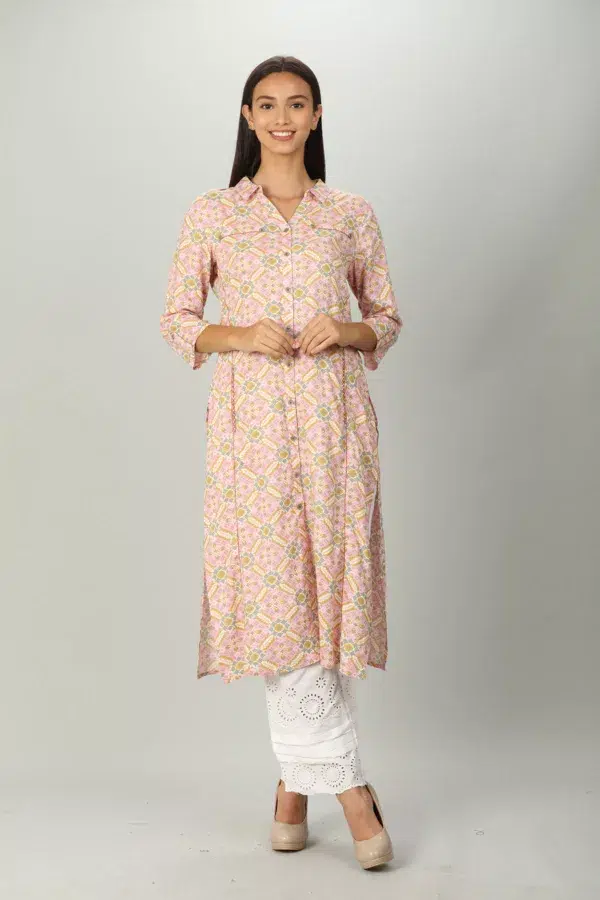 Printed Kurti In Pink Colour For Women