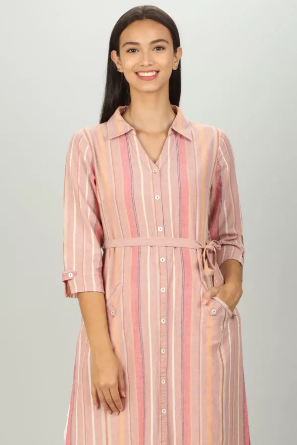 Stripe Kurti In Pink Colour For Women