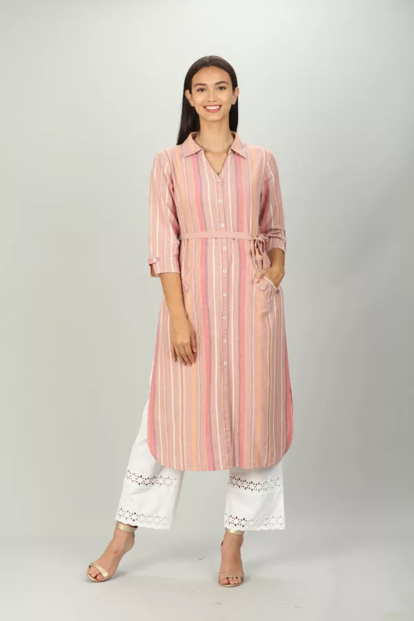 Stripe Kurti In Pink Colour For Women