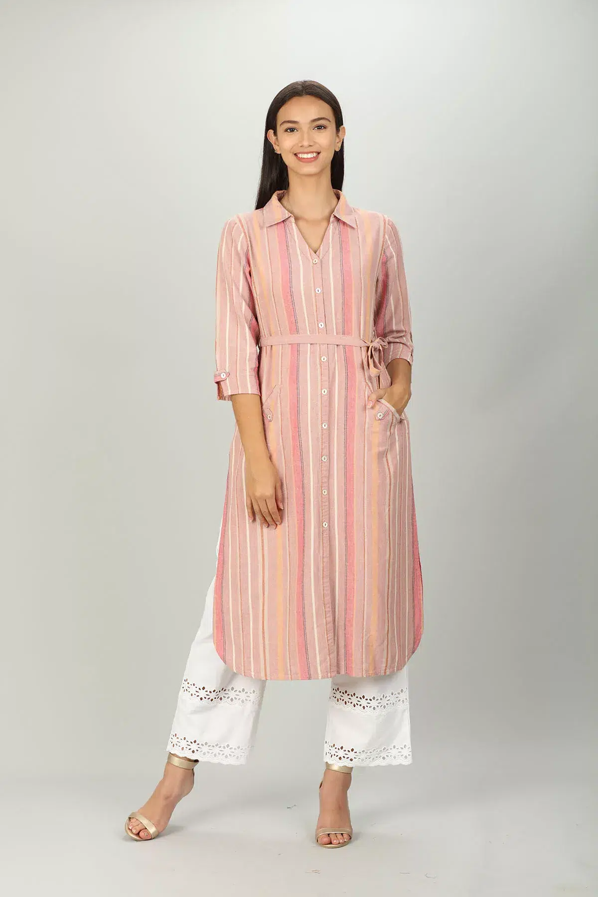Stripe Kurti In Pink Colour For Women