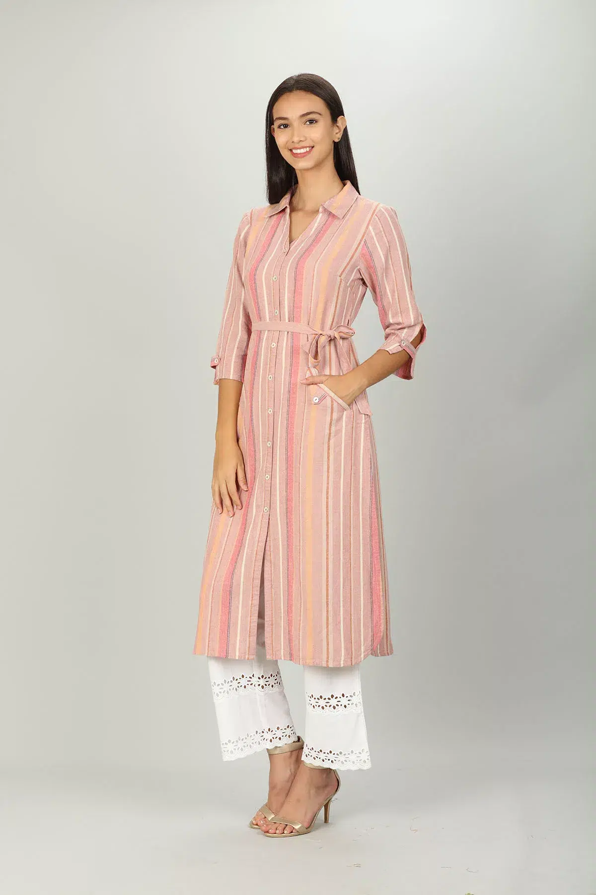 Stripe Kurti In Pink Colour For Women