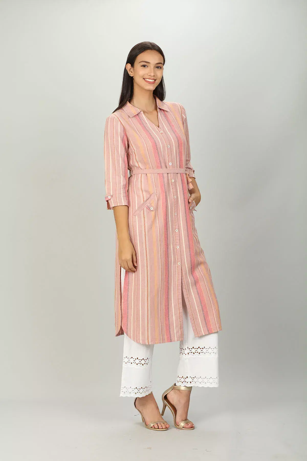 Stripe Kurti In Pink Colour For Women