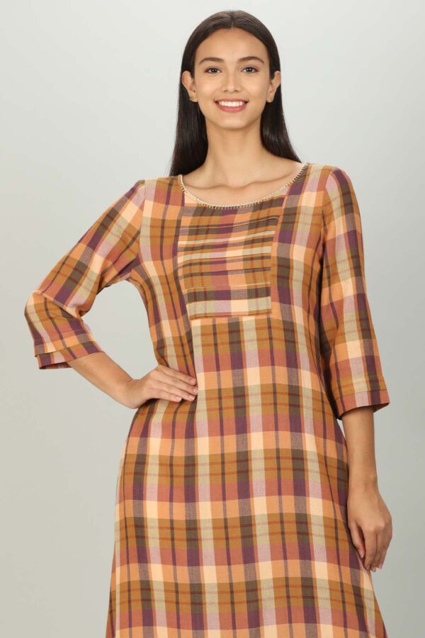 Checks Brown Kurtis For Women