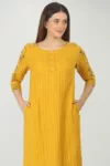 Embroidered Textured Yellow Kurti For Women