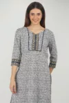 White Printed Kurta For Women