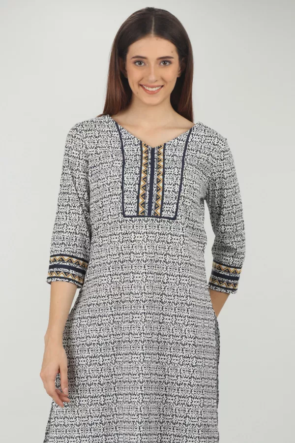 White Printed Kurta For Women