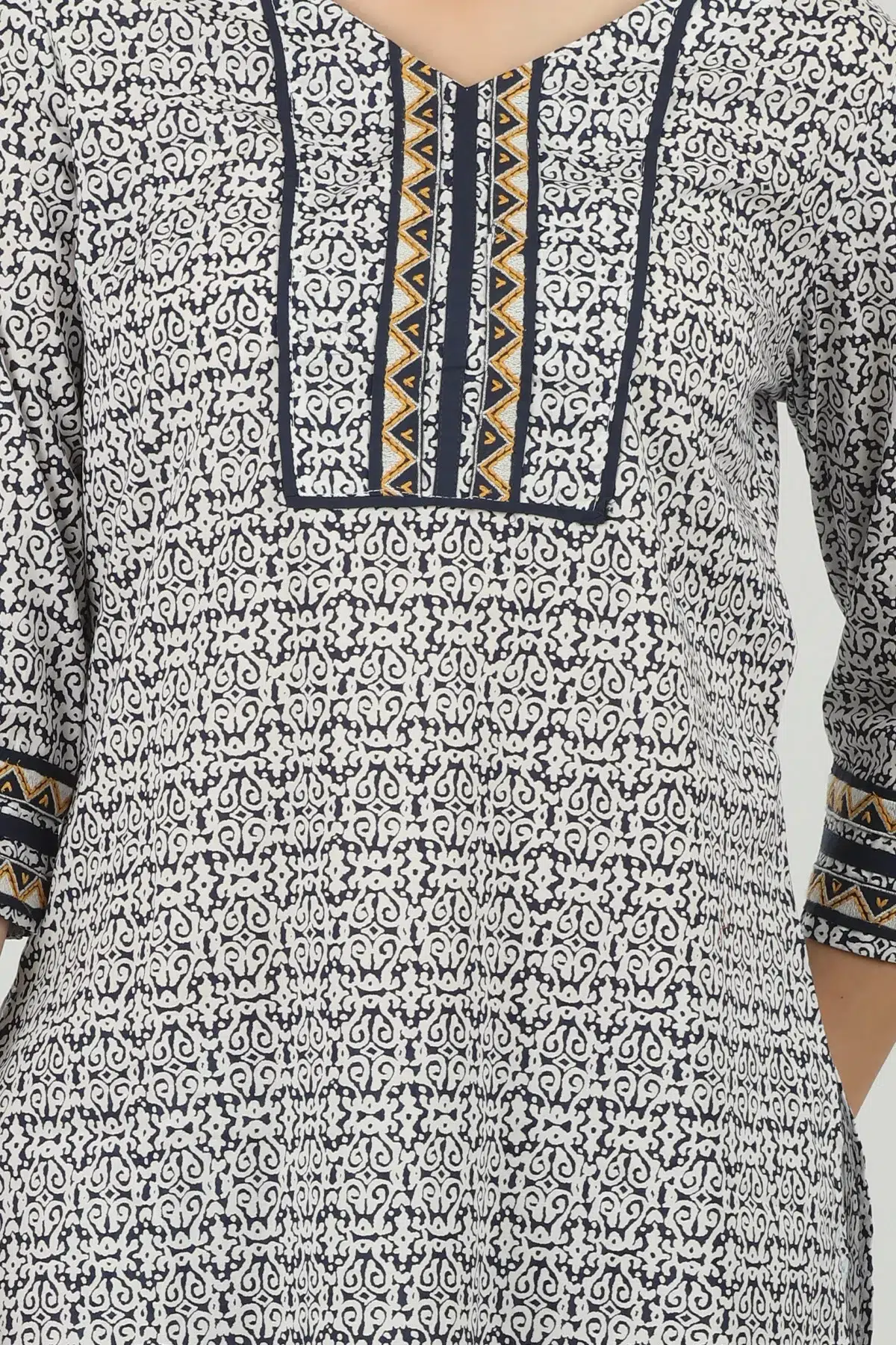 White Printed Kurta For Women