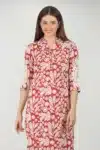 Printed Brick Red Kurti For Women