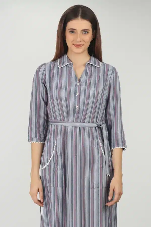 Striped Cool Grey Kurta For Women
