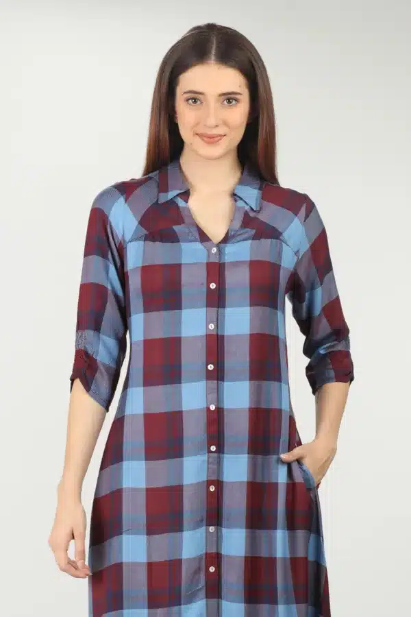 Blue Checks Kurta For Women