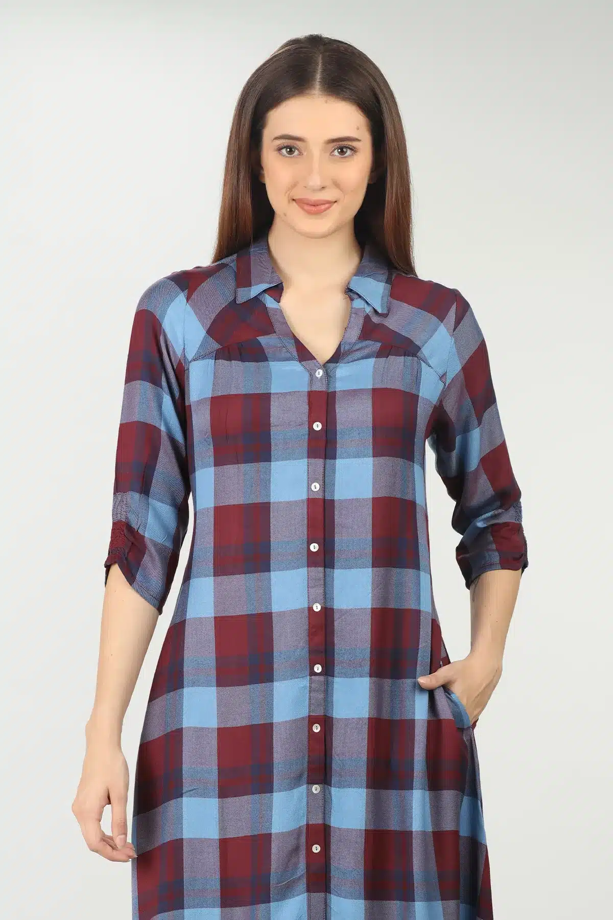 Blue Checks Kurta For Women