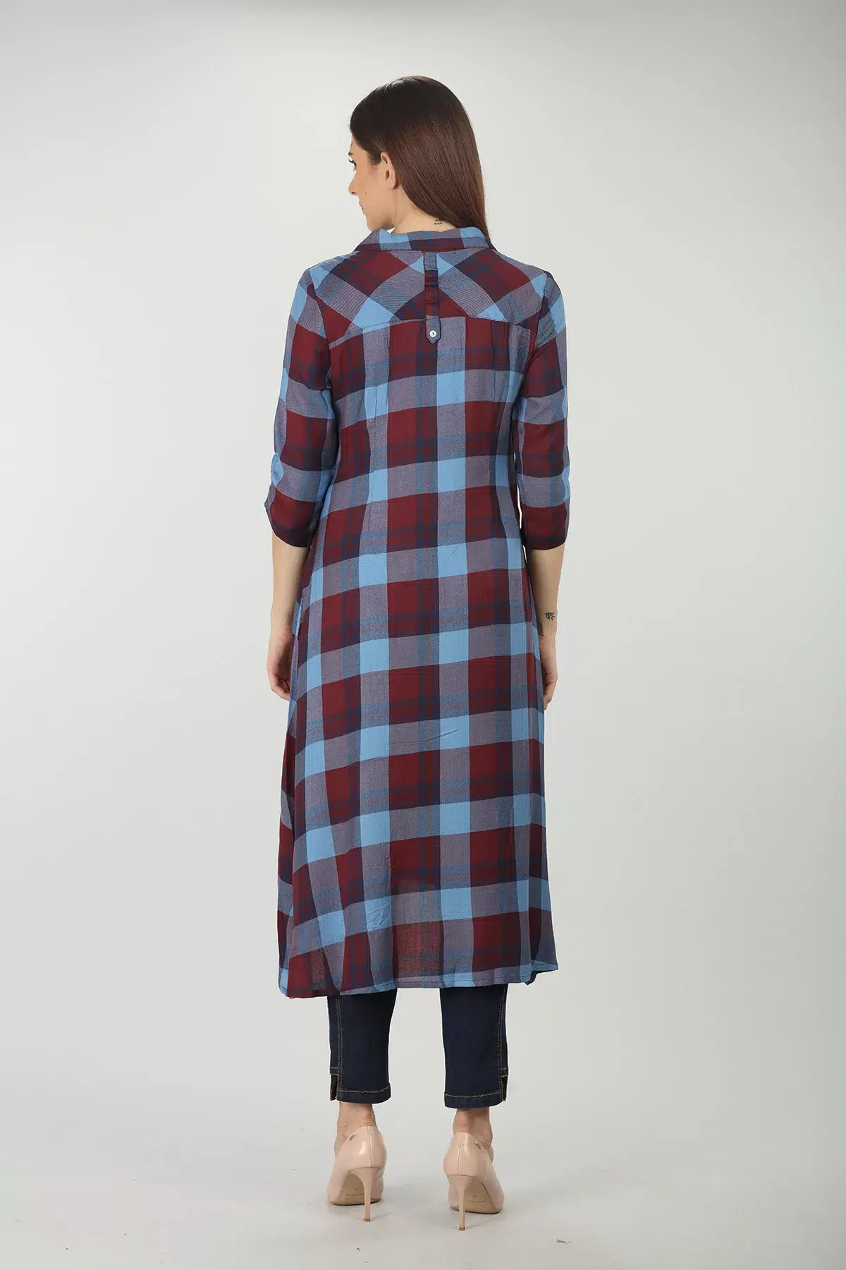 Blue Checks Kurta For Women