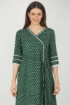 Printed Green Kurti Long For Women