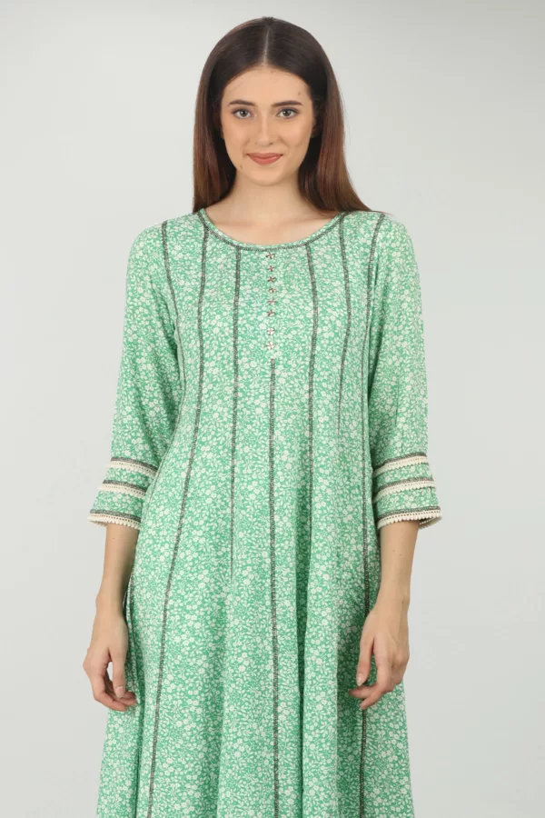Printed Sea Green Kurta For Women