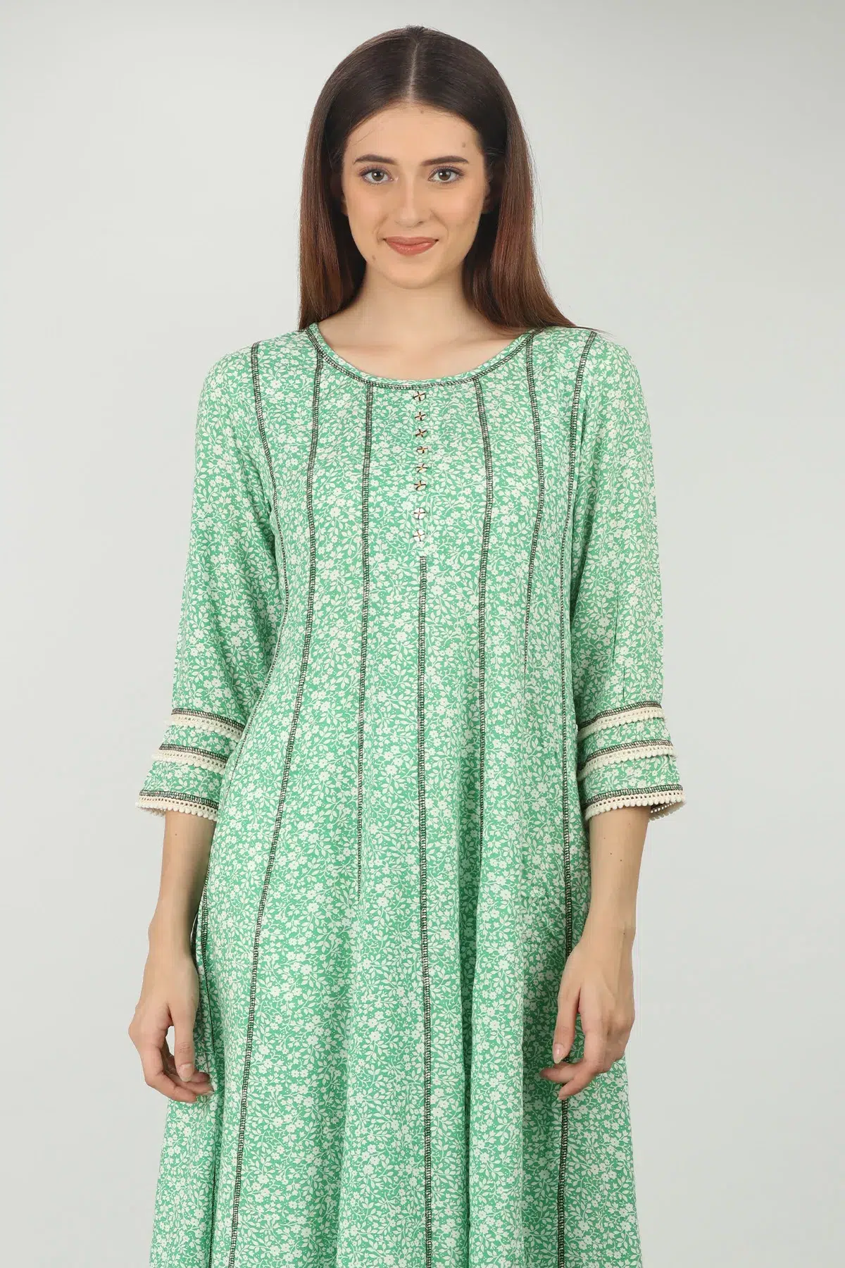 Printed Sea Green Kurta For Women