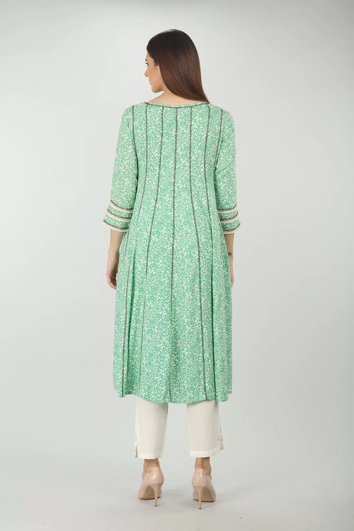 Printed Sea Green Kurta For Women