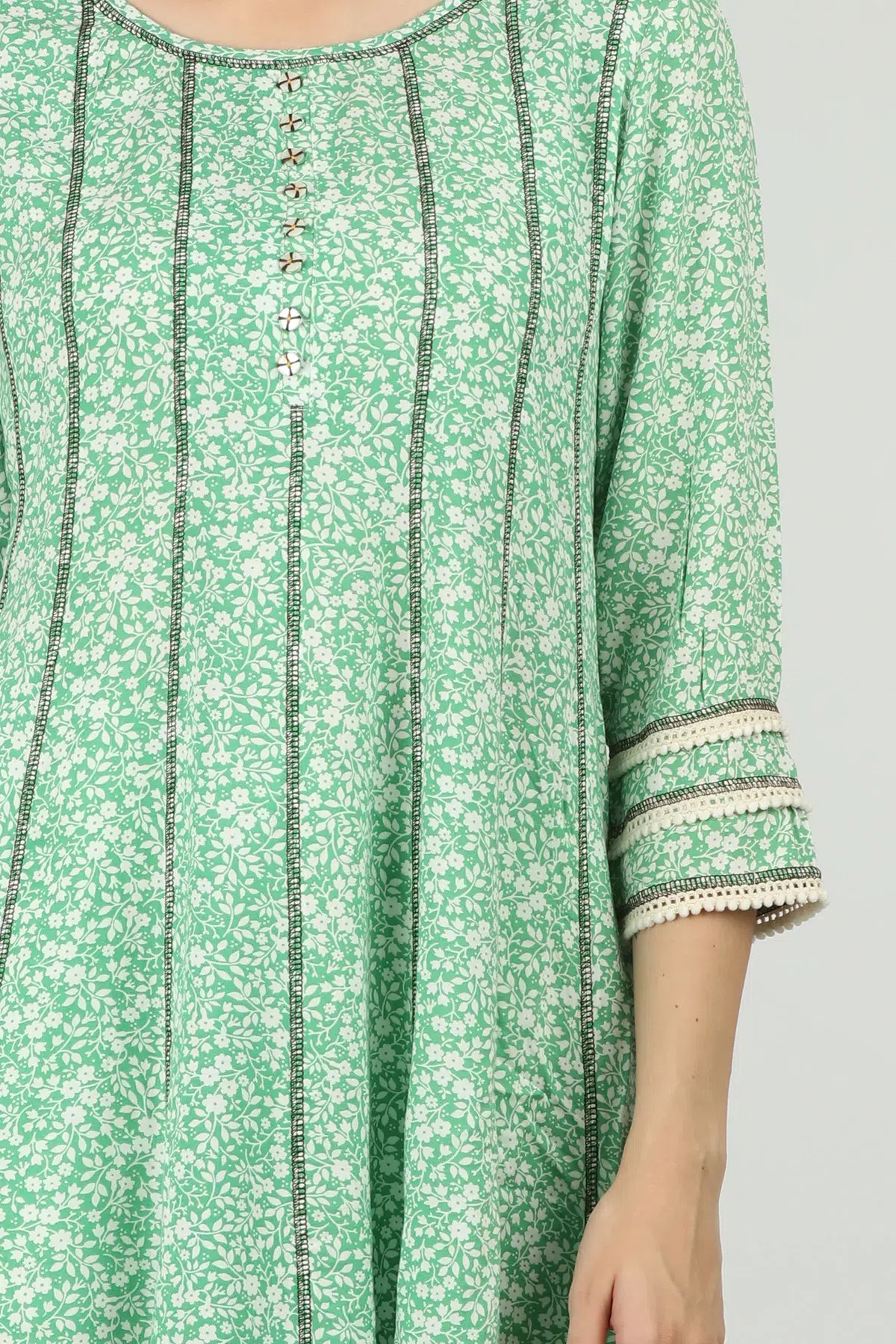 Printed Sea Green Kurta For Women