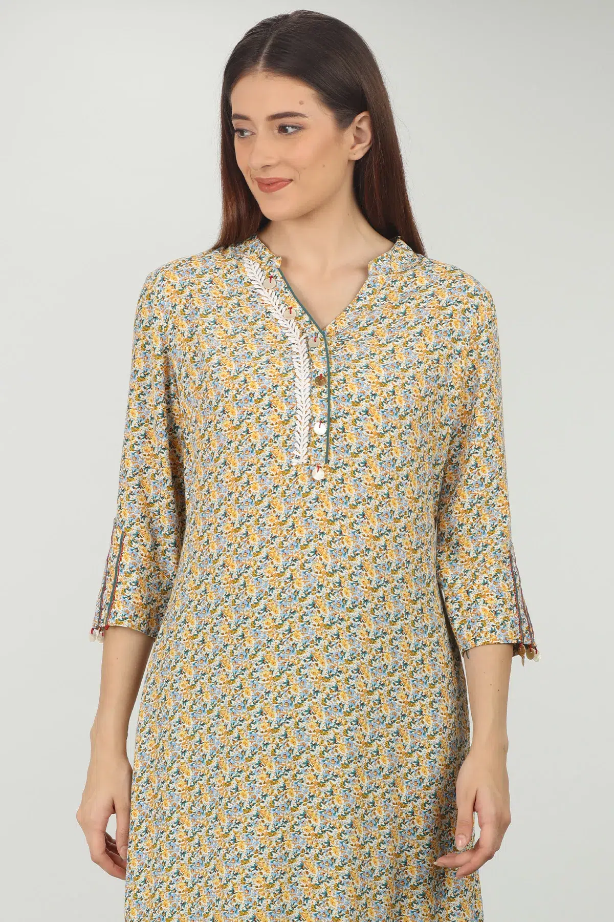 Printed Yellow Kurta For Women