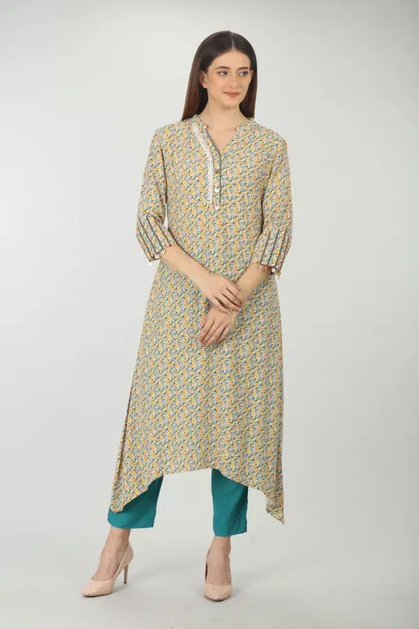 Printed Yellow Kurta For Women