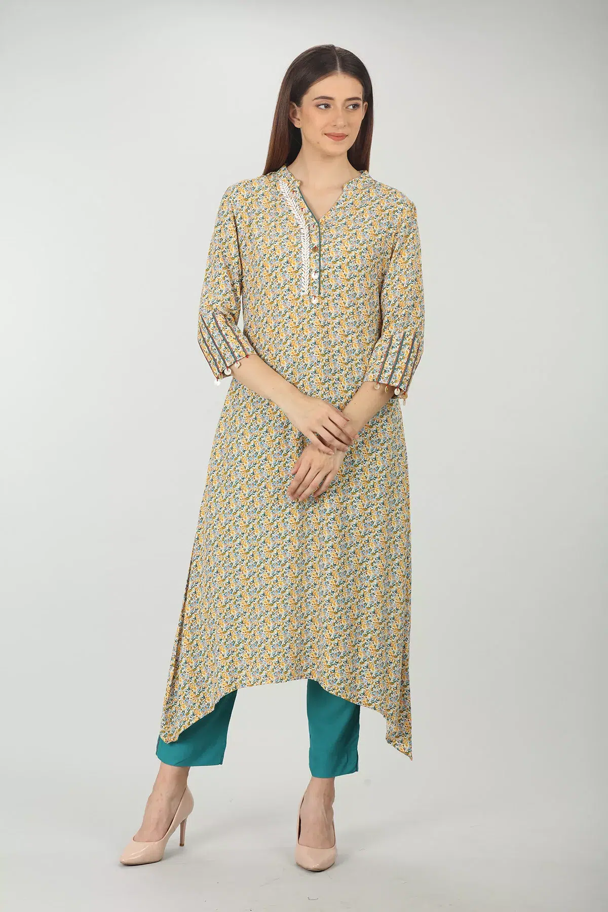 Printed Yellow Kurta For Women