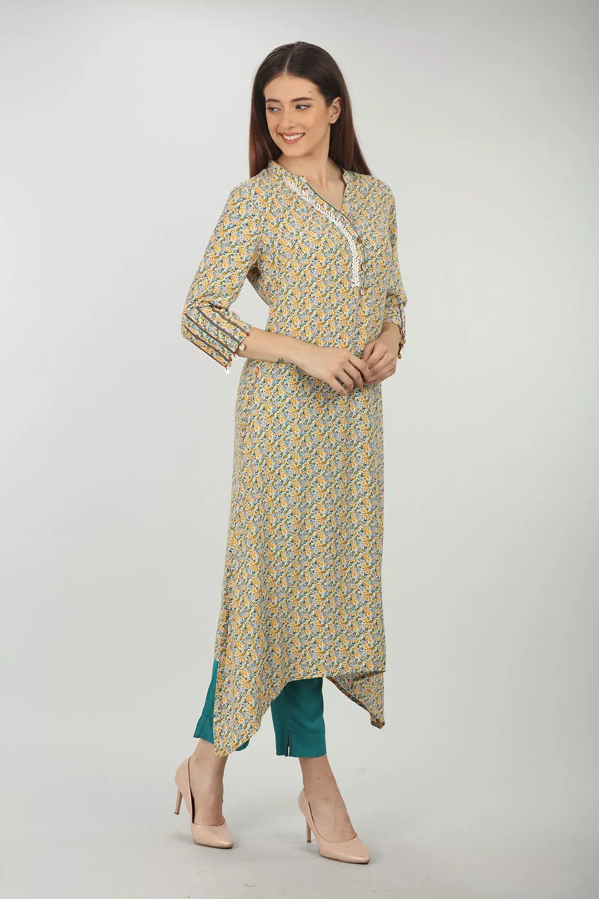 Printed Yellow Kurta For Women