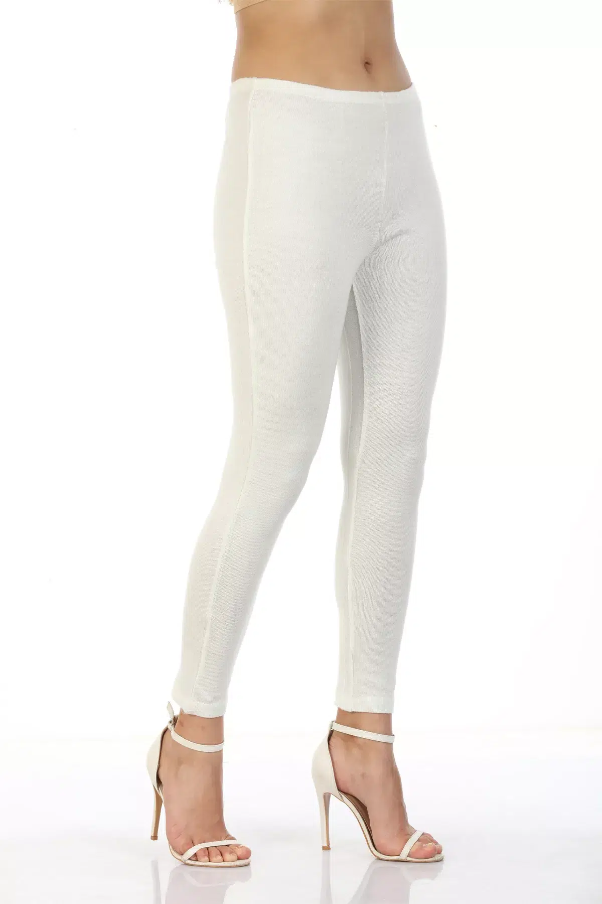 Off white SOLID ANKLE LENGTH SLACKS - Image 3
