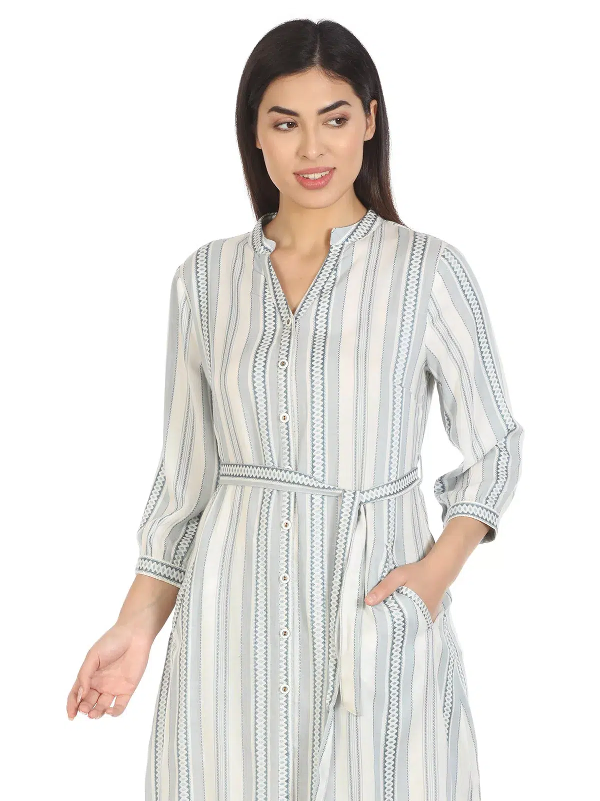 Striped Grey Dress Women