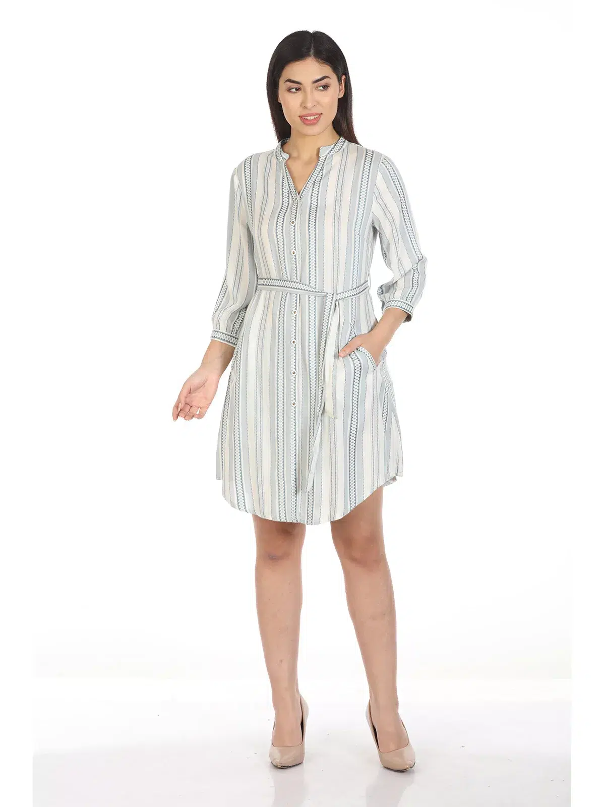 Striped Grey Dress Women