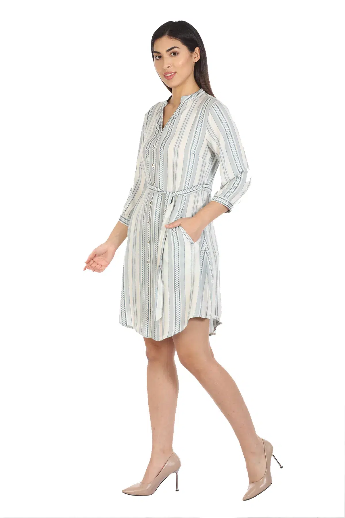 Striped Grey Dress Women