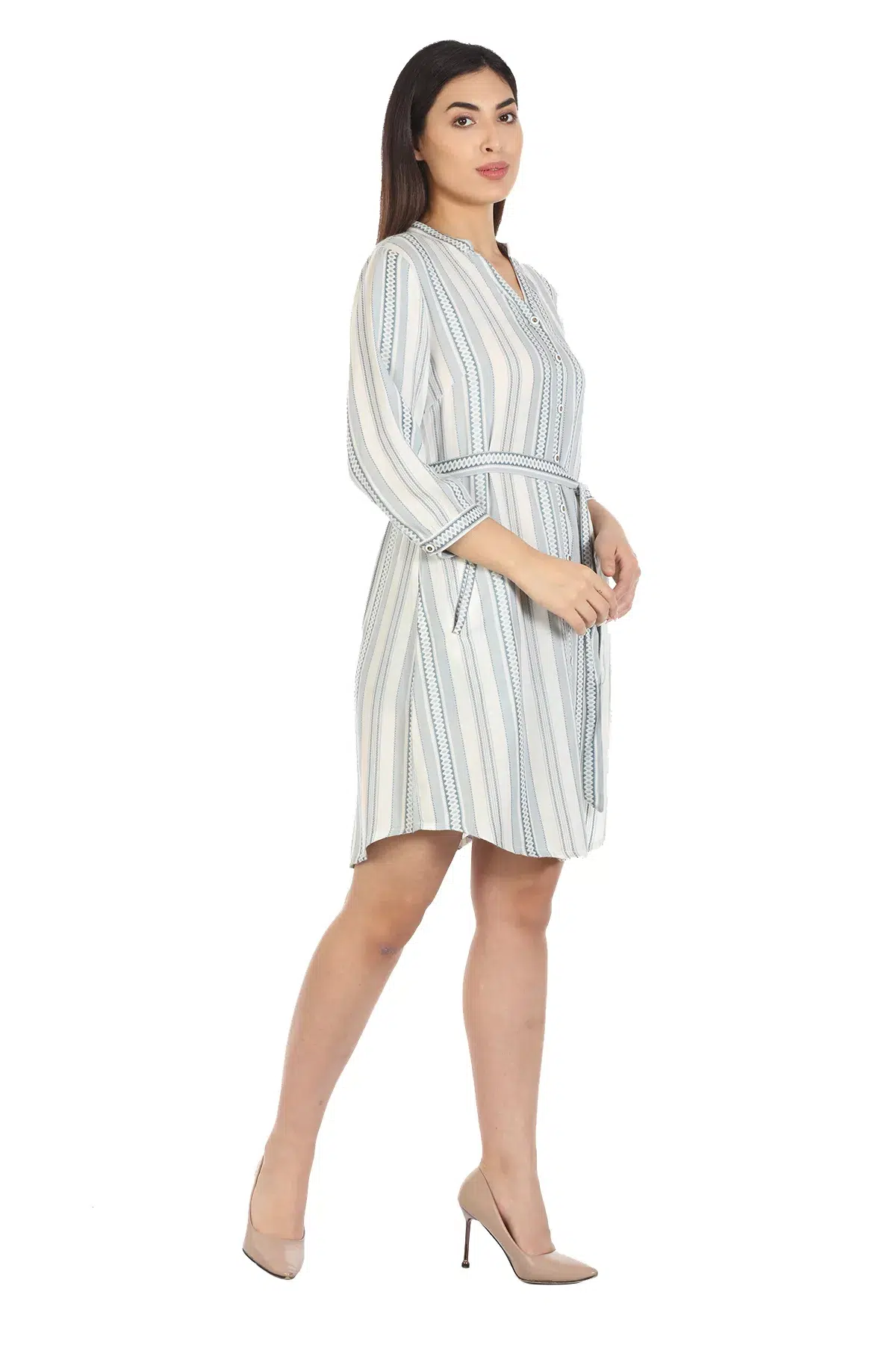 Striped Grey Dress Women