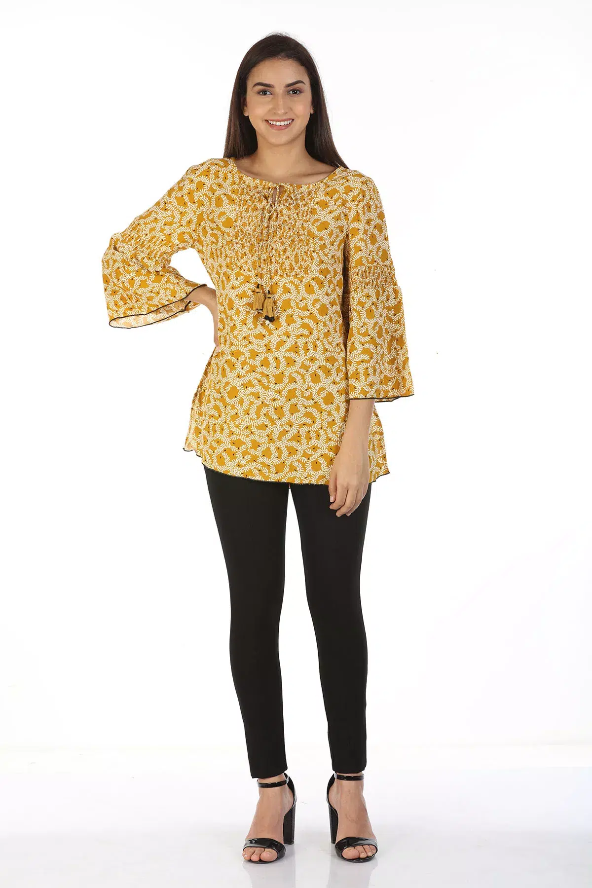 Printed Mustard Colour Top For Women
