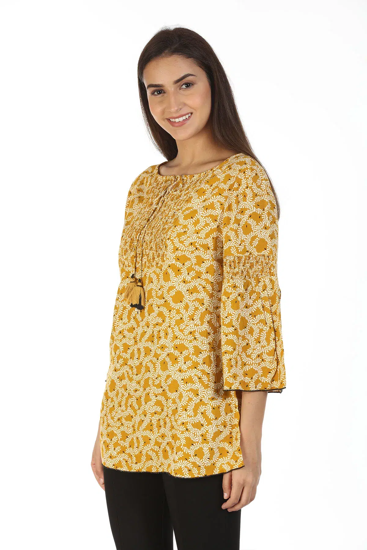 Printed Mustard Colour Top For Women