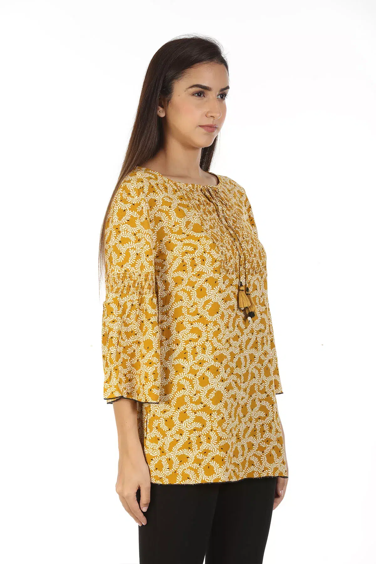 Printed Mustard Colour Top For Women