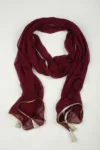 Embellished Wine Color Dupatta For Woman