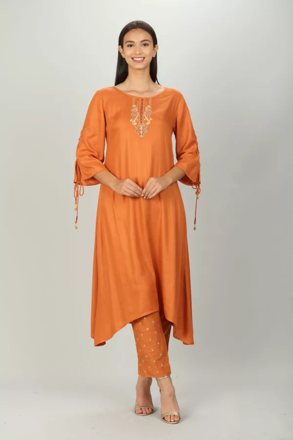 Orange Kurta For Ladies