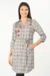 Grey Embroidered Tunic For Ladies