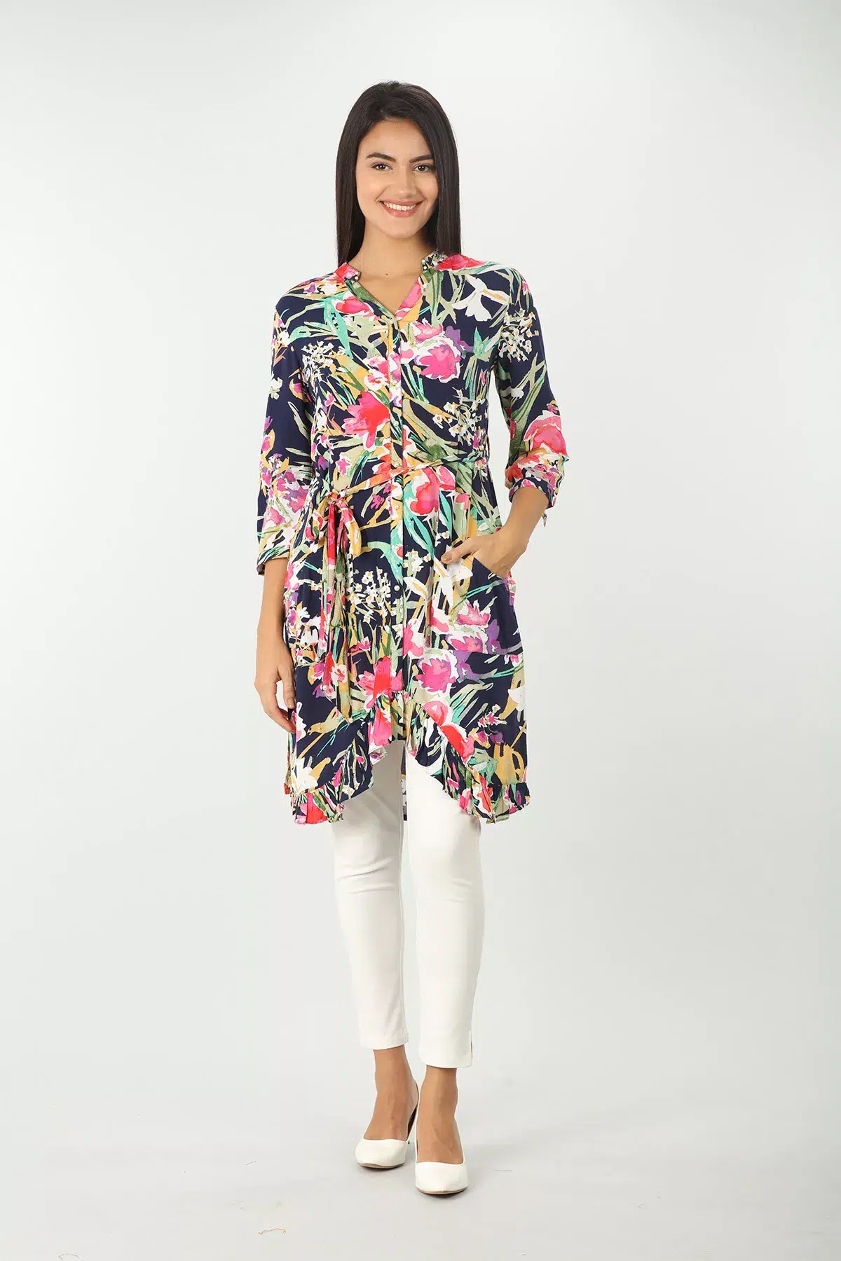 Printed Blue Tunic For Women