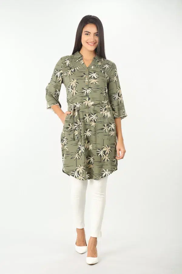 Printed Sage Green Tunics For Women