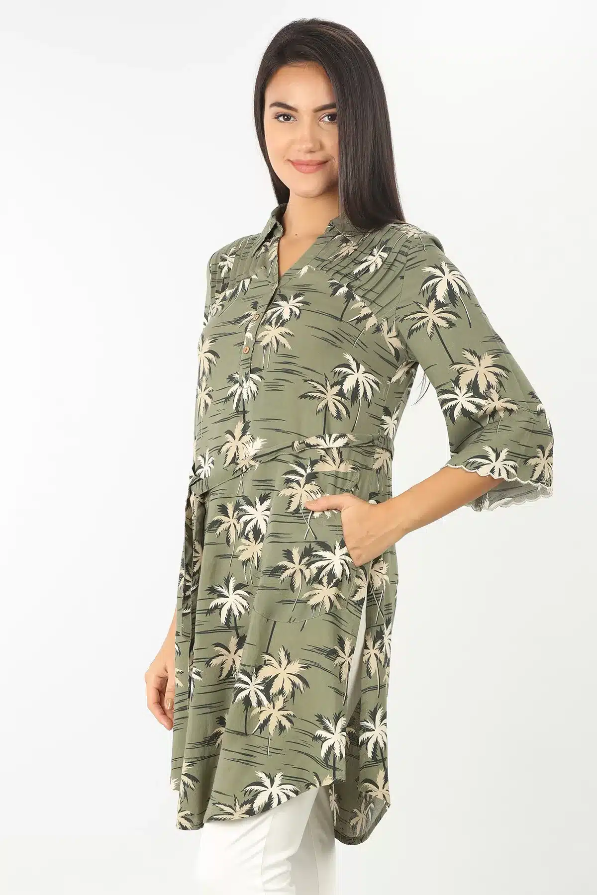 Printed Sage Green Tunics For Women