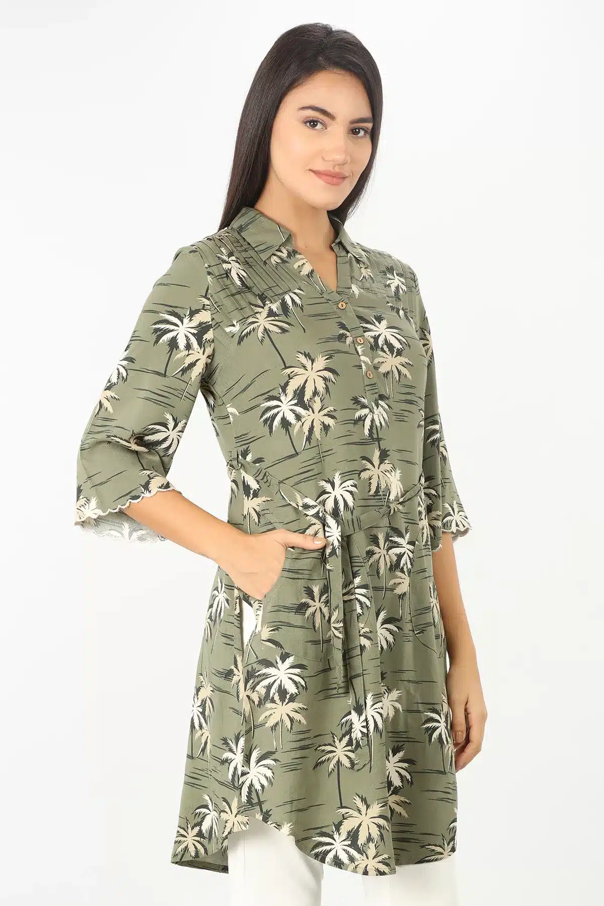 Printed Sage Green Tunics For Women