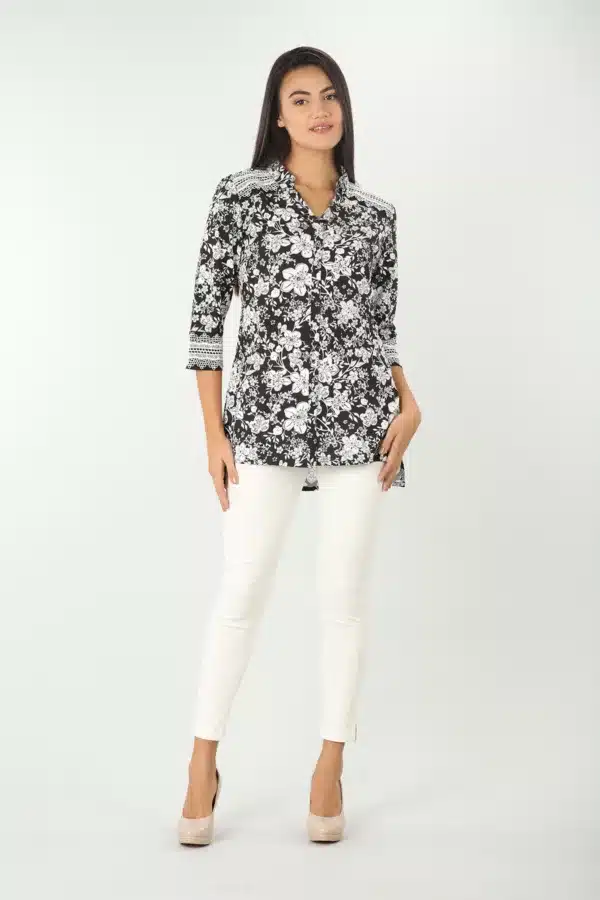 Black And White Floral Print Shirts Women's Online India