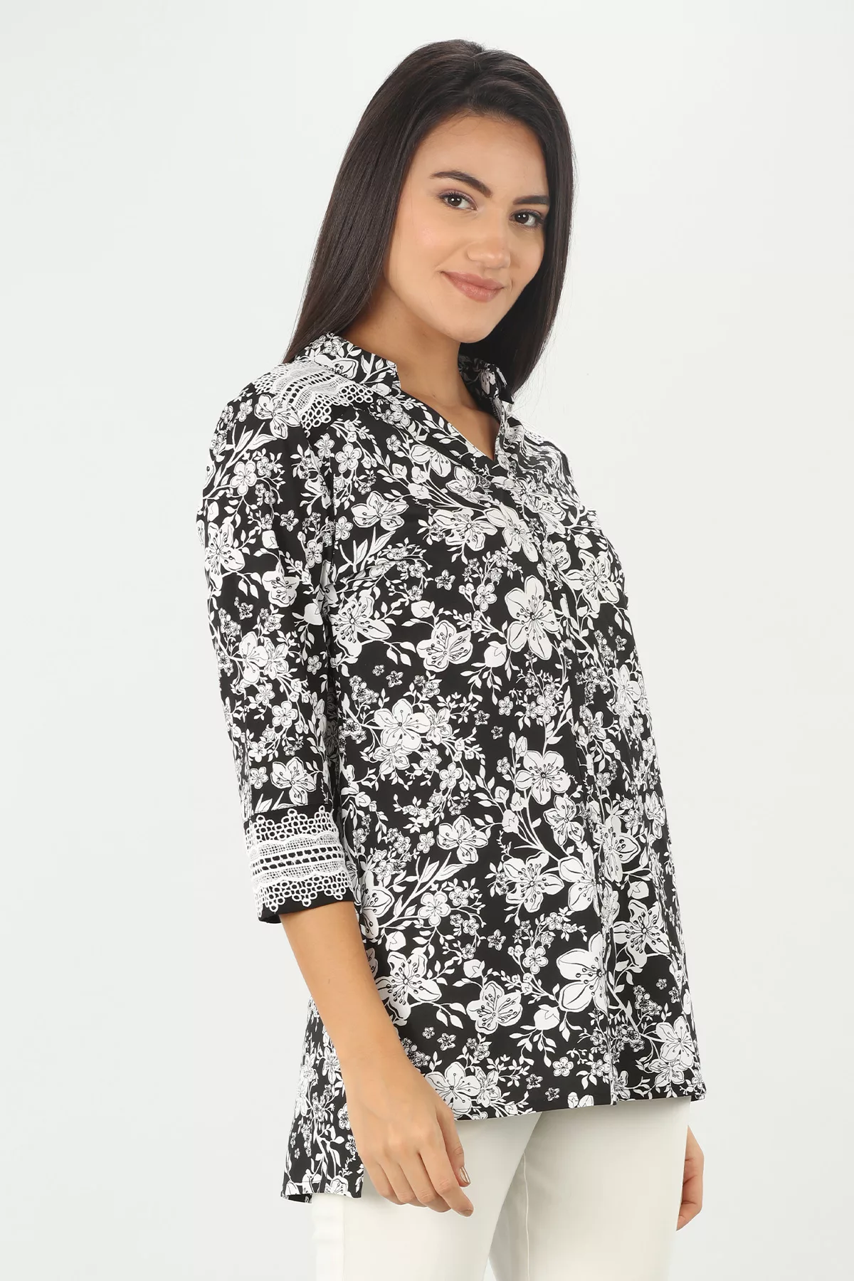 Black And White Floral Print Shirts Women's Online India