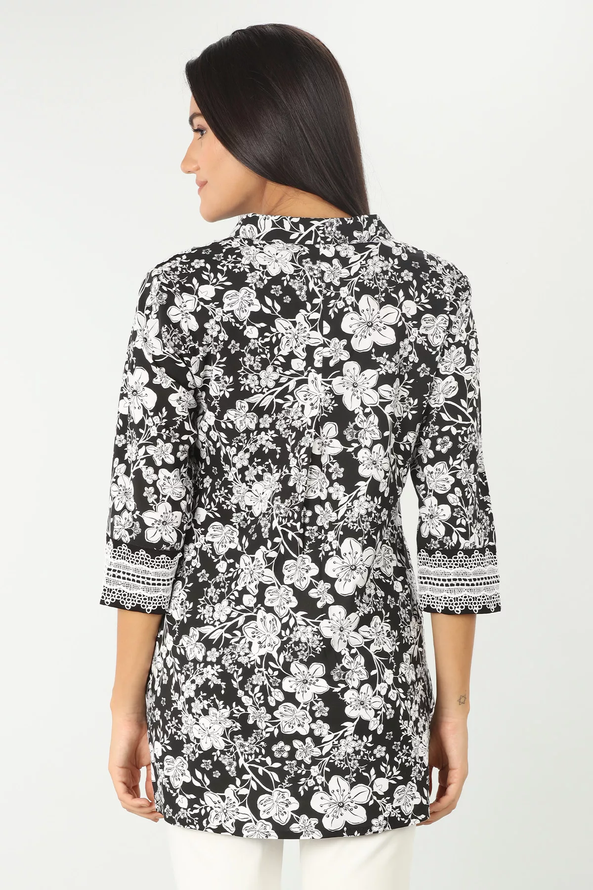 Black And White Floral Print Shirts Women's Online India