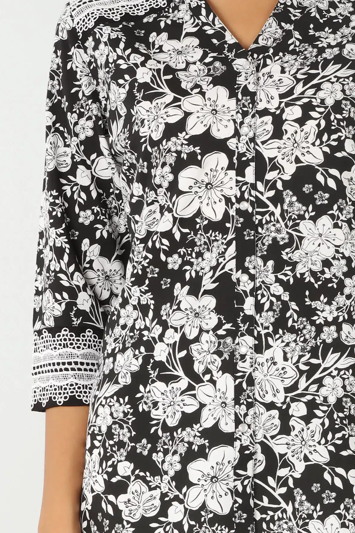 Black And White Floral Print Shirts Women's Online India