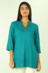 Printed Teal Blue Tops For Women